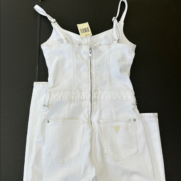 Guess Women s Vanna Belted Sleeveless Denim Jumpsuit Pure White Smart Closet - Picture 5 of 7